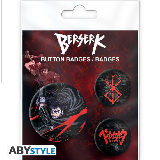 Berserk Guts 3 Pin Badge Pack