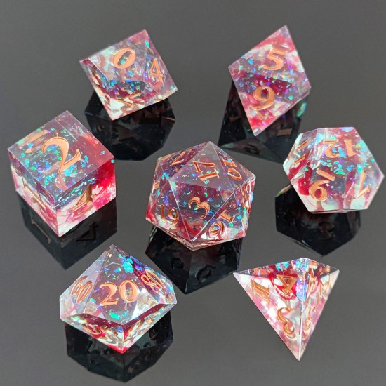 TTD Bloodlight Shimmer Sharp Edge Dice 7 Piece Set