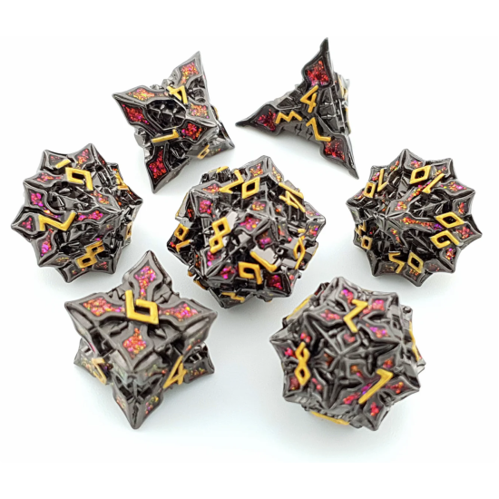 TTD Crimson Thorn Metal Dice 7 Piece Set
