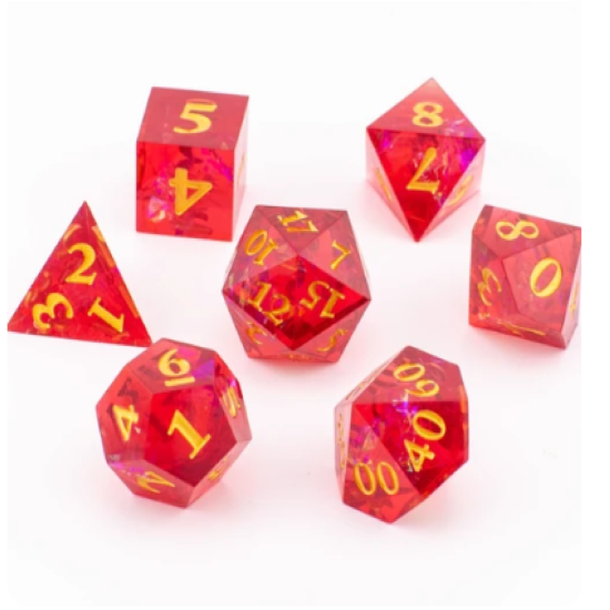 TTD Dragon Heart Sharp Edged Dice 7 Piece Set