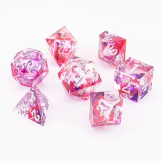 TTD Ethereal Rose Swirl Sharp Edged Dice 7 Piece Set