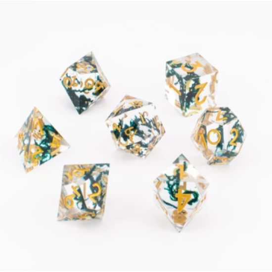 TTD Forest Moss Sharp Edged Dice 7 Piece Set