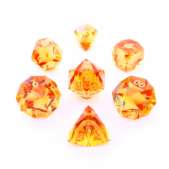 TTD Molten Prism Diamond Cut Sharp Edge Resin 7 Piece Dice Set