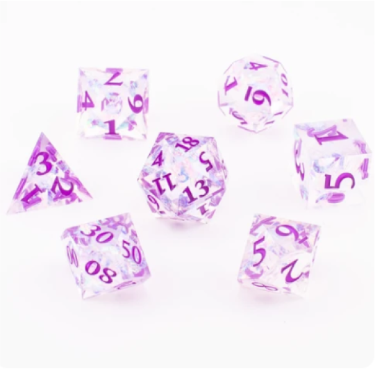 TTD Nebula Voyager Clear Sharp Edged Dice 7 Piece Set