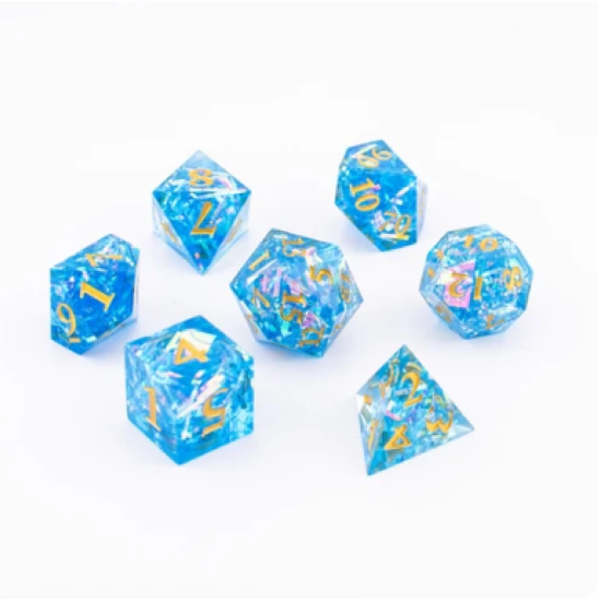 TTD Nebular Voyager Blue Sharp Edged Dice 7 Piece Set